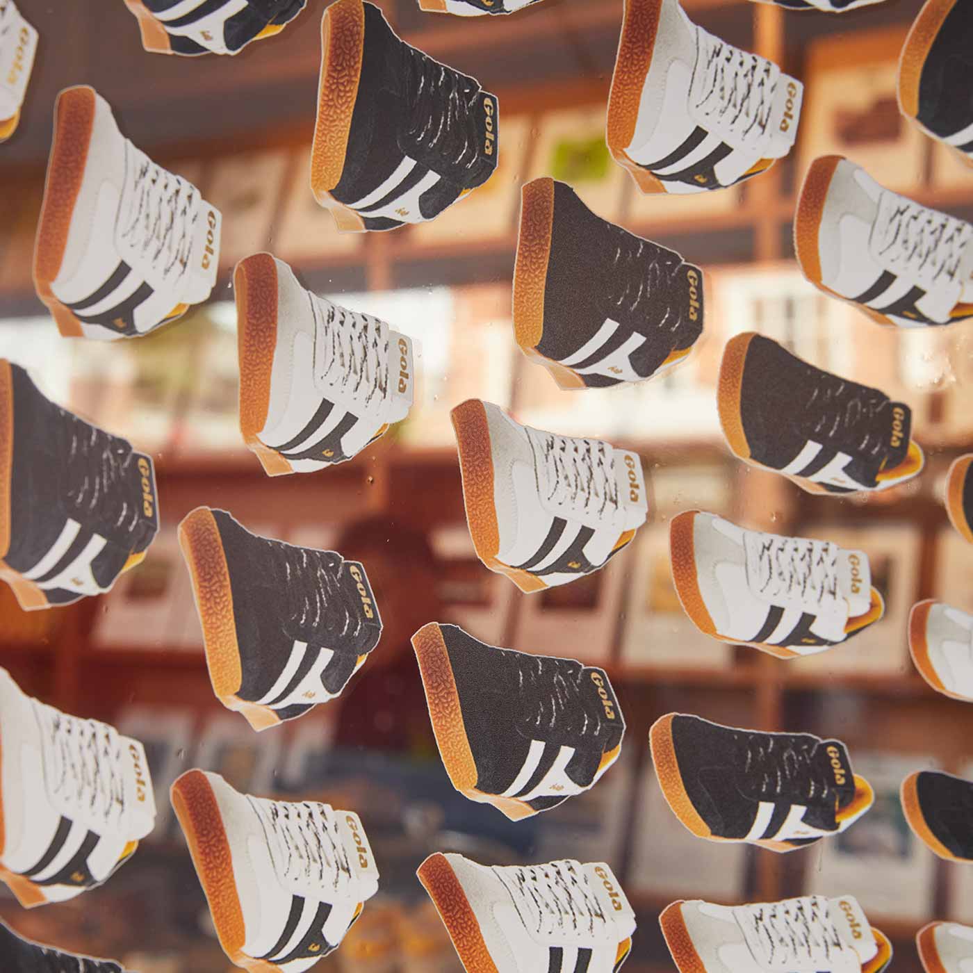 Gola trainer artwork in the Gola Townhouse window display